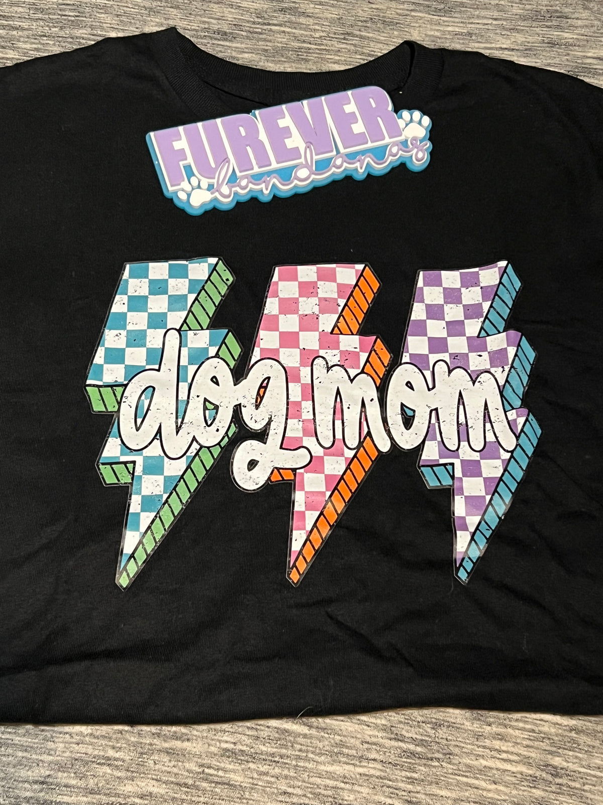 Plaid Lightning Bolt Dog Mom T Shirt