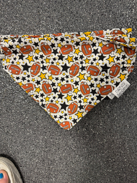 Black/Yellow stars & footballs Bandana