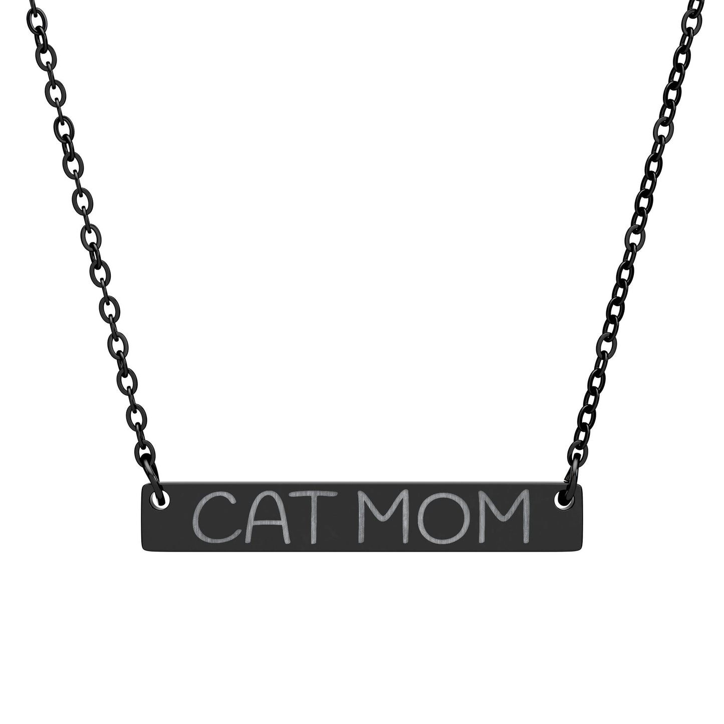 CAT MOM  Bar Necklace (Engraving)