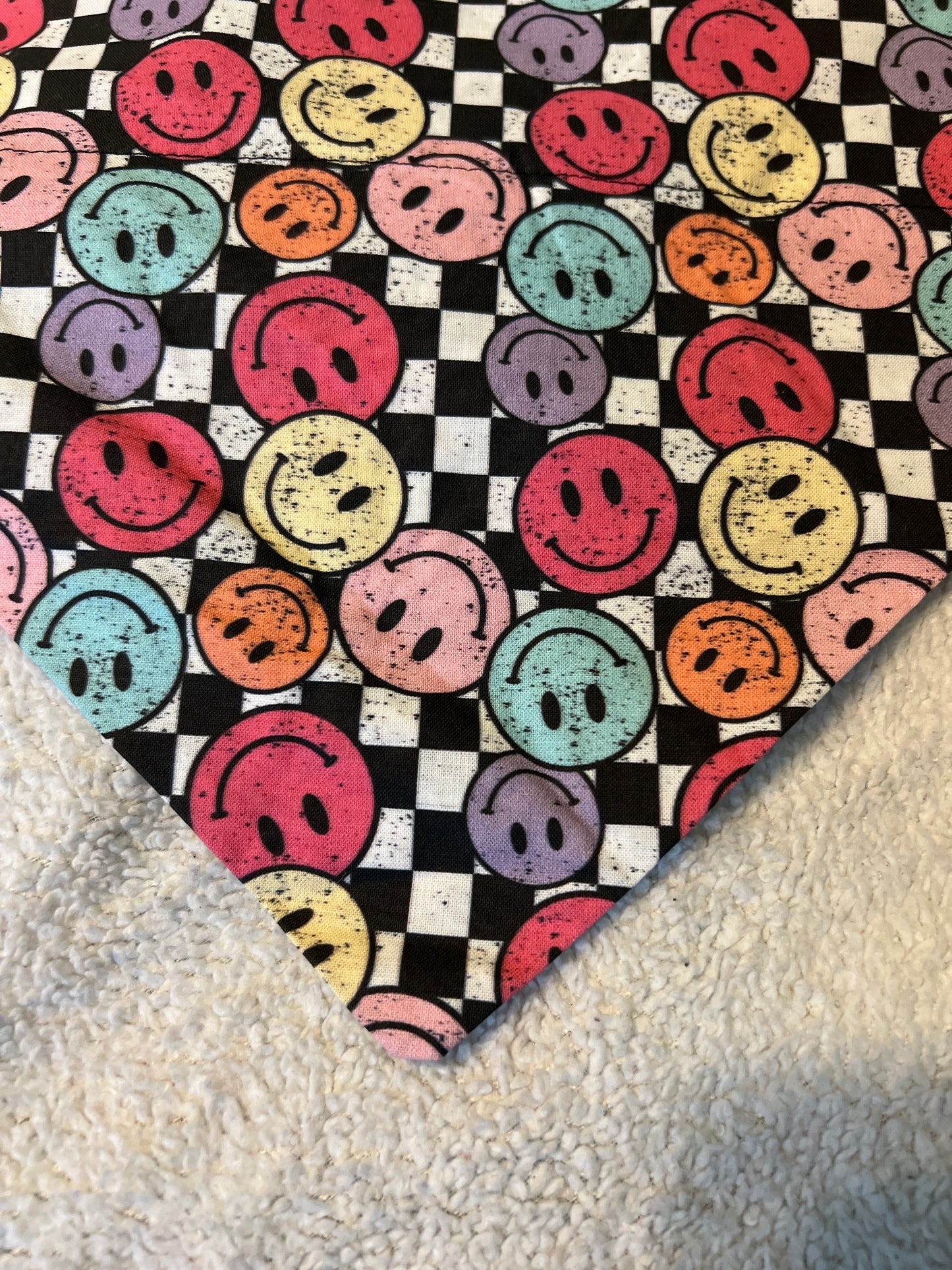 Colorful Checkered Smiley Bandana