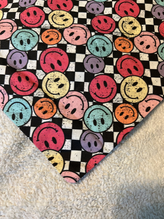 Colorful Checkered Smiley Bandana