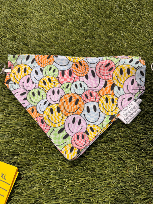 Rainbow plaid smiley Bandana
