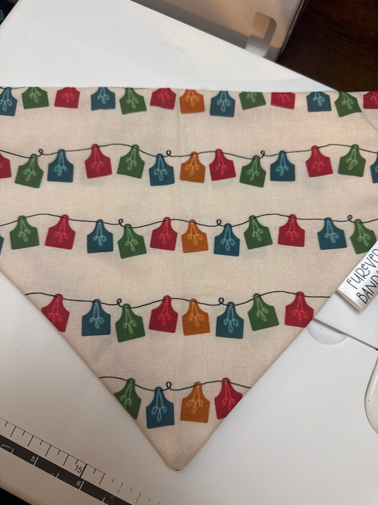 Cow Tag Christmas Lights Bandana