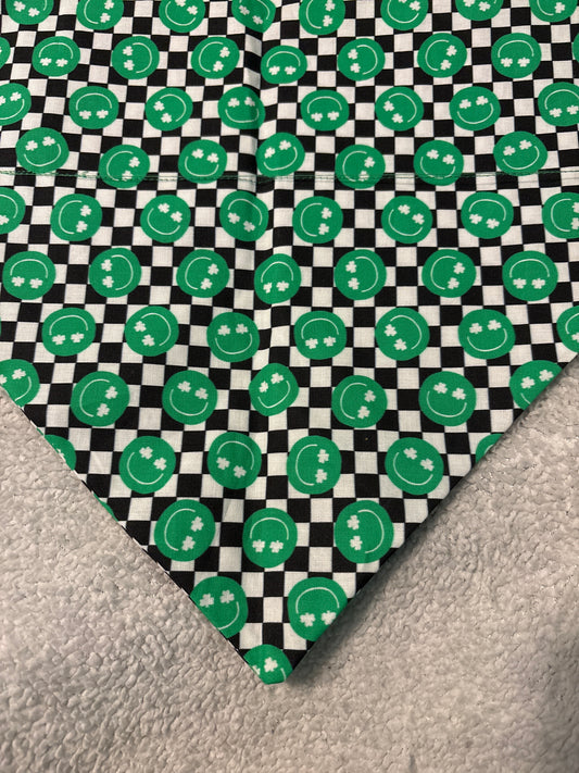 Shamrock Smiley Plaid Bandana