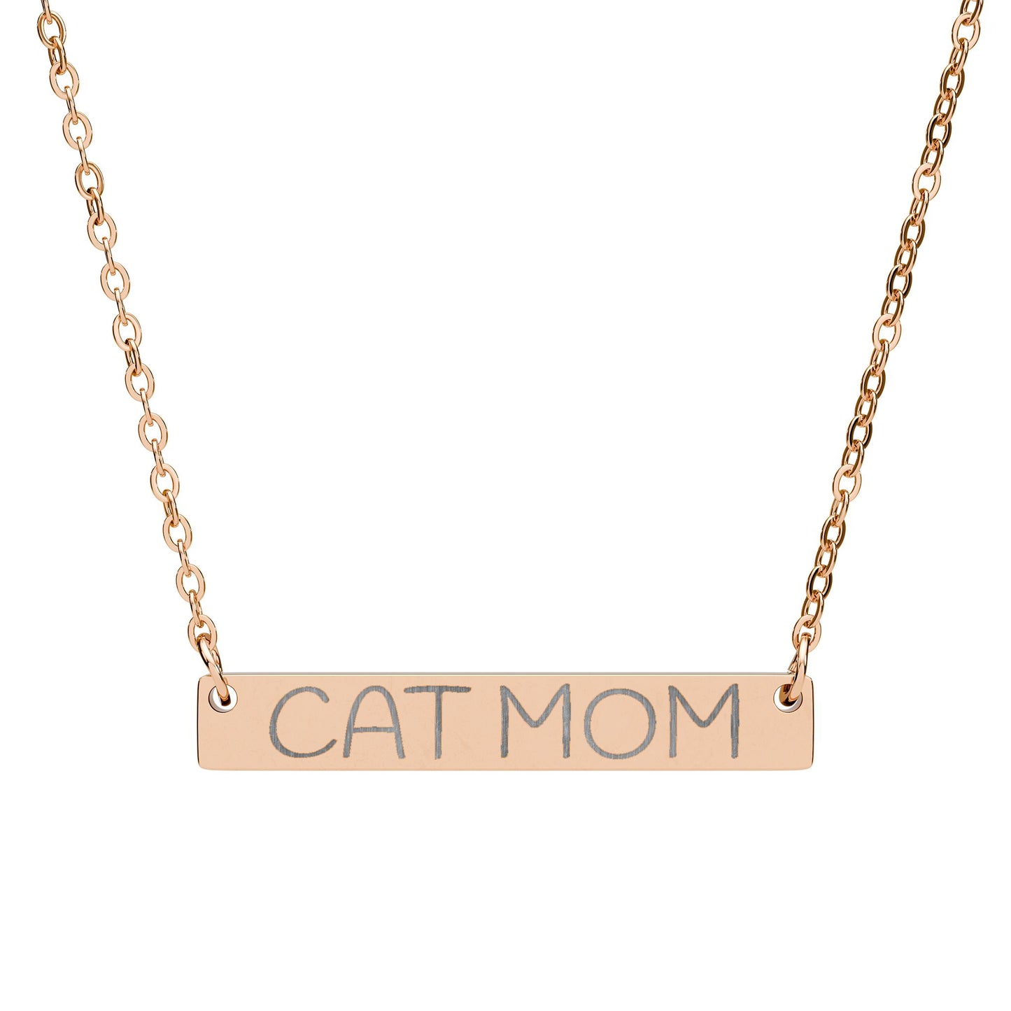 CAT MOM  Bar Necklace (Engraving)