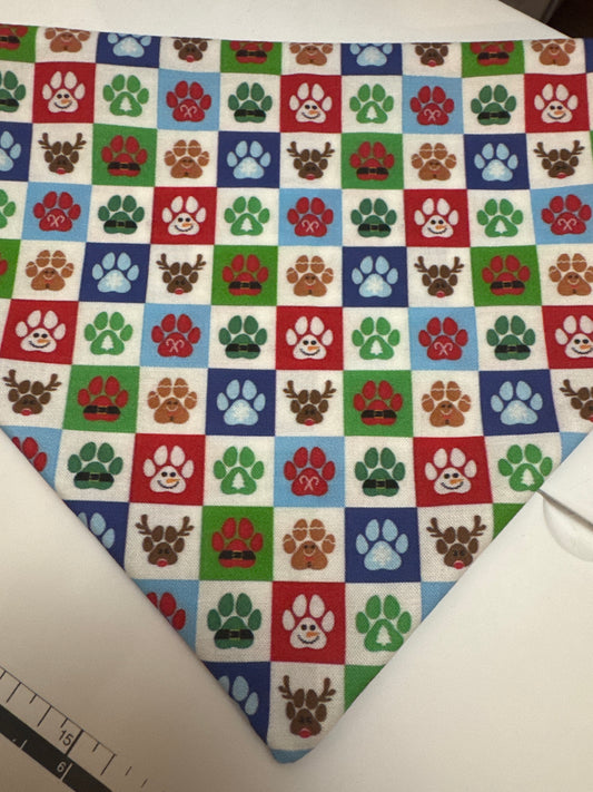 Christmas Paw Plaid Bandana