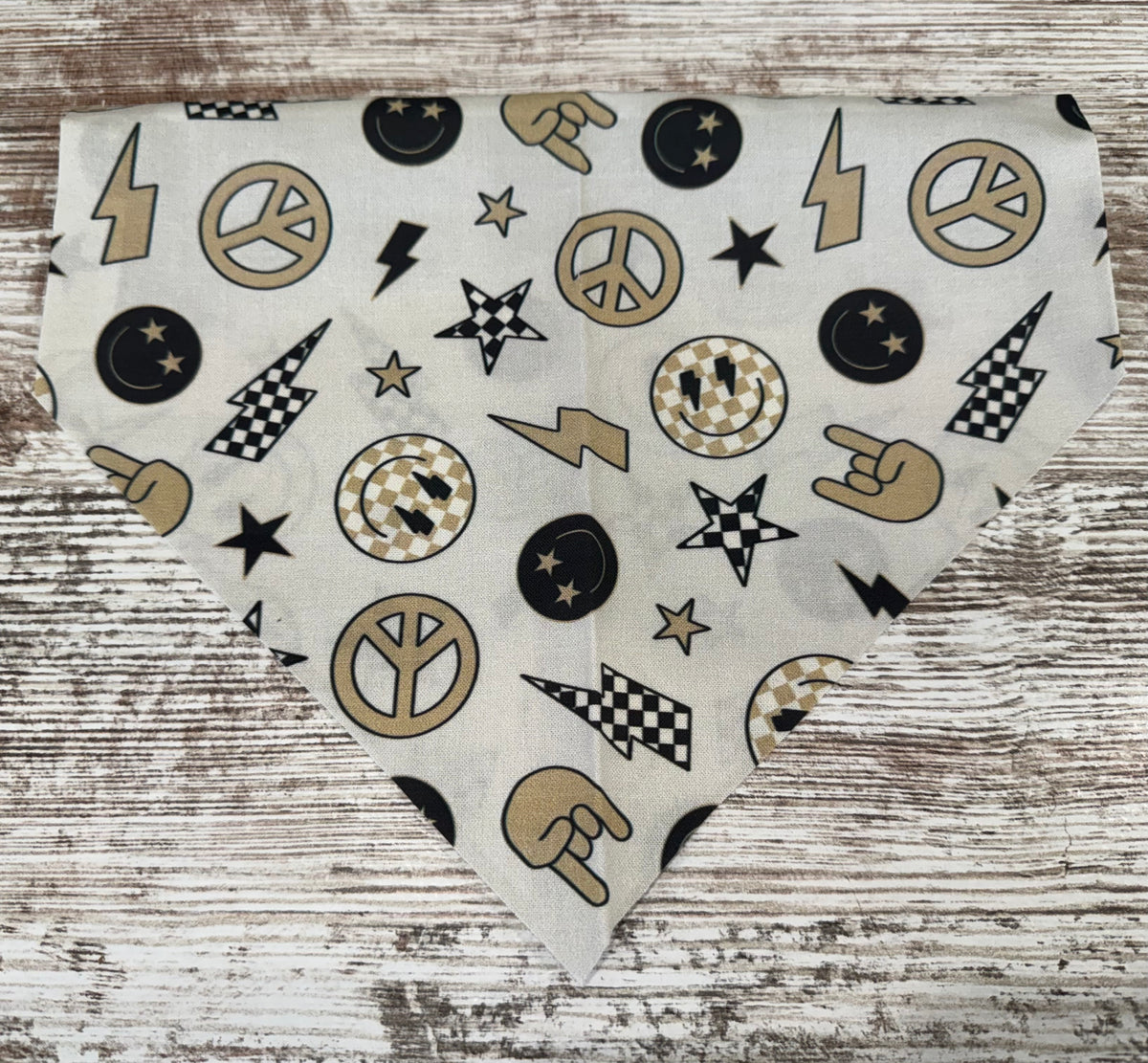 Tan Check Smiley  Bandana
