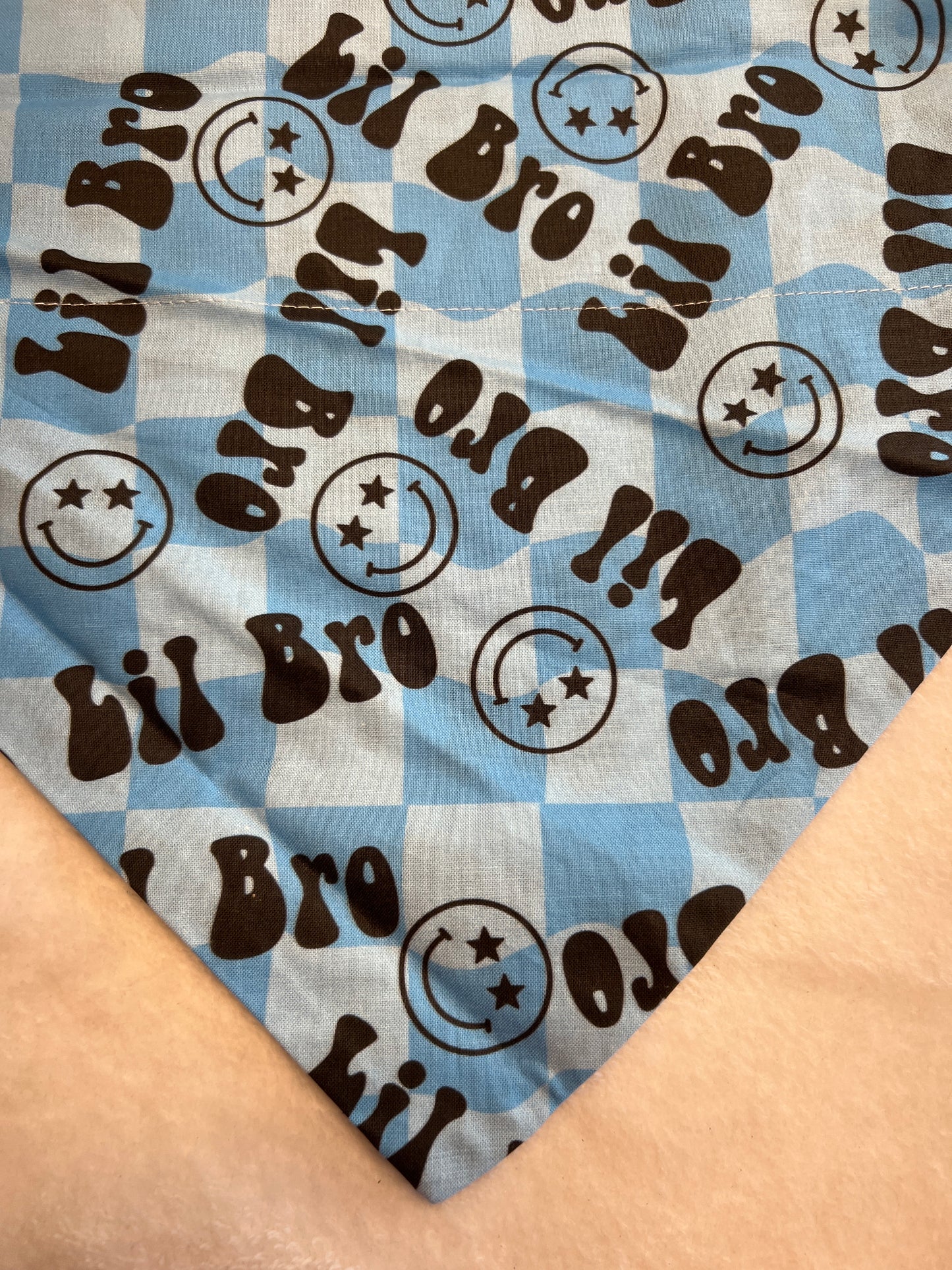 Blue Checkered Lil Bro Bandana