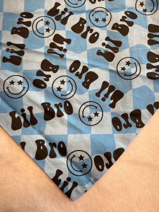Blue Checkered Lil Bro Bandana