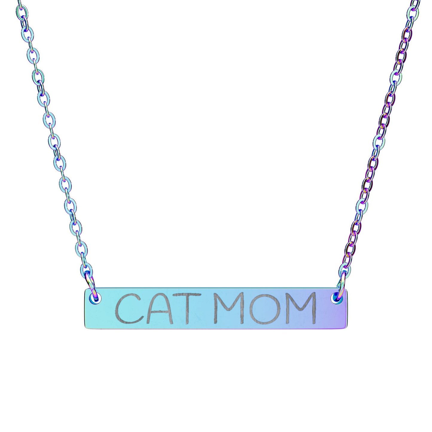 CAT MOM  Bar Necklace (Engraving)