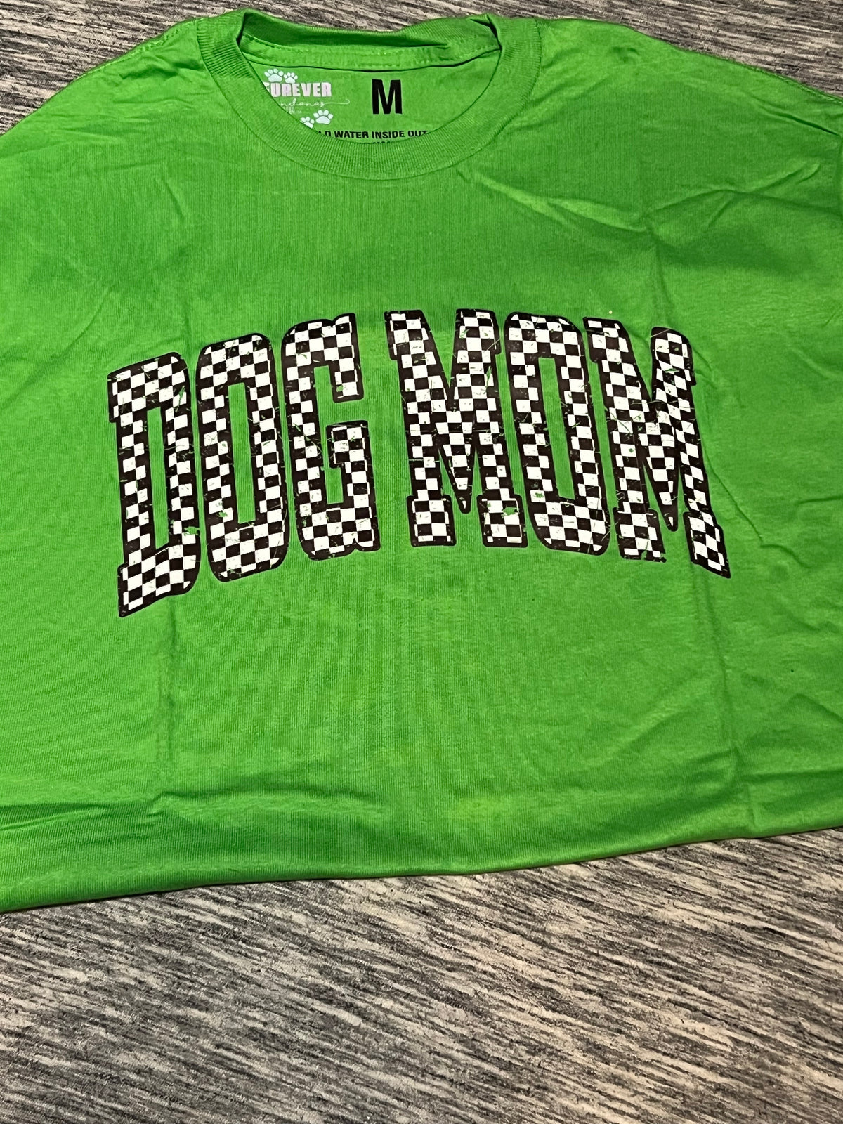 Checkered Print Dog Mom T Shirt