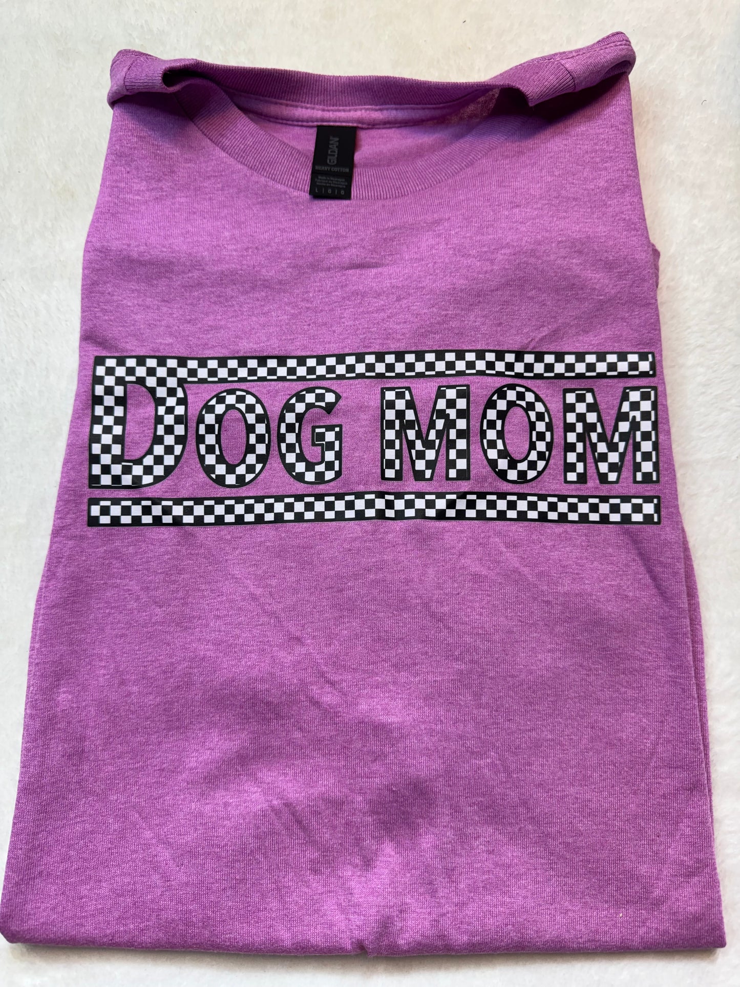 Black/White Checkered Dog Mom T shirt