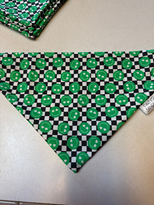 Green smiley plaid Bandana