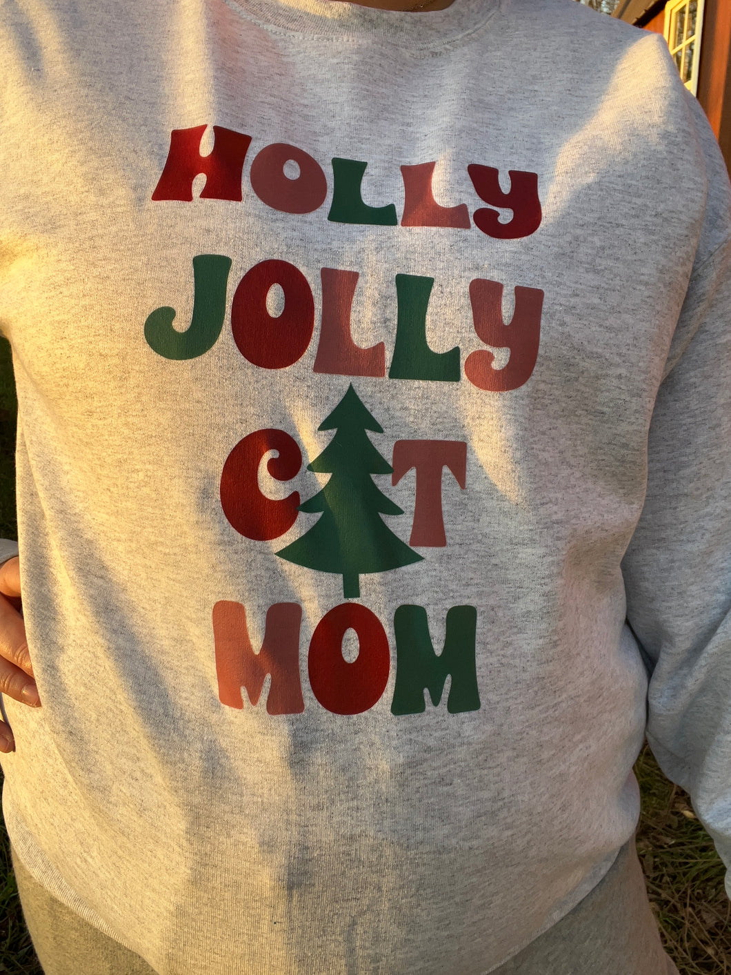 Holly Jolly Cat Mom Crewneck