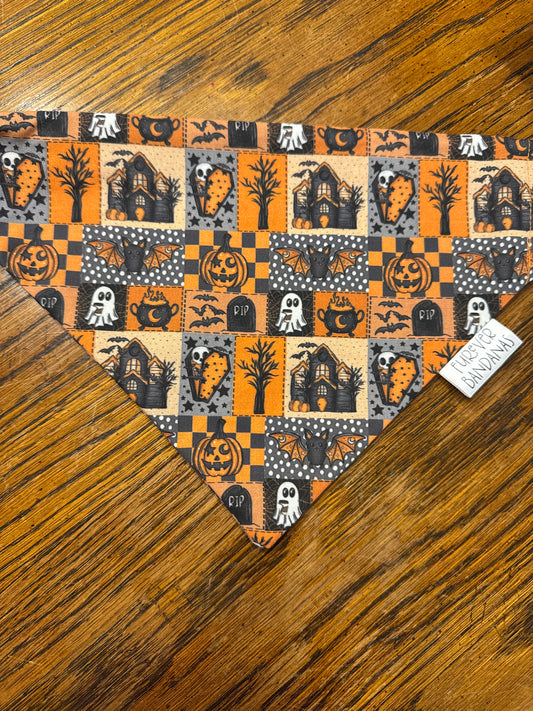 Halloween House Checker Bandana