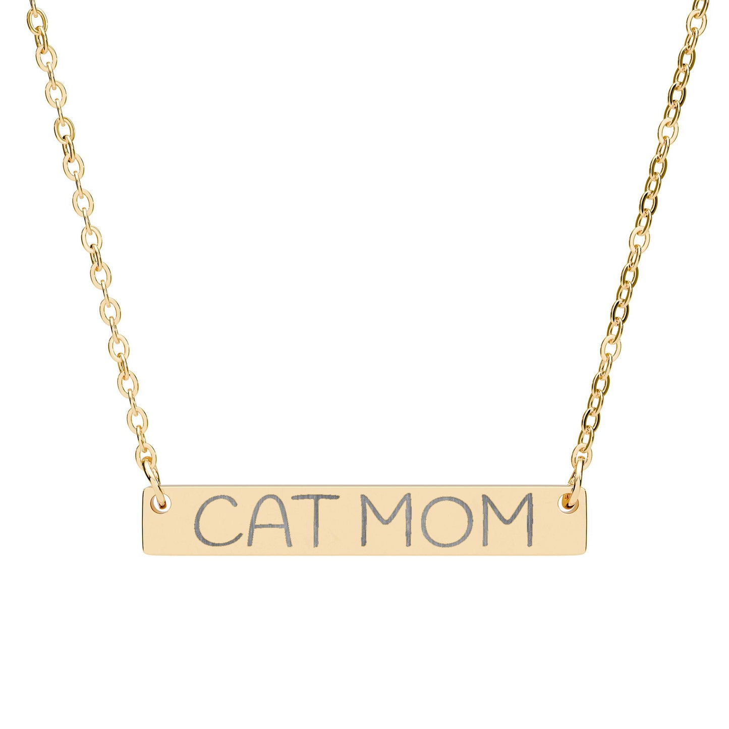 CAT MOM  Bar Necklace (Engraving)