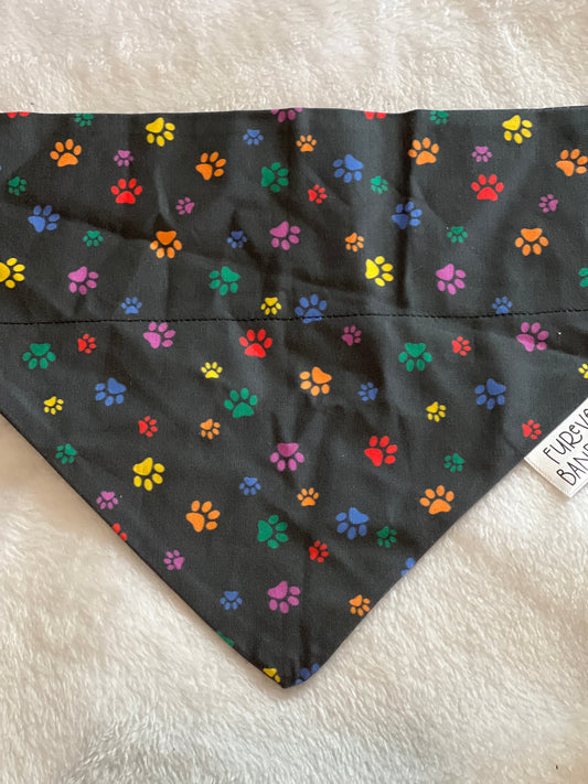 Multicolor Paw Prints Bandana