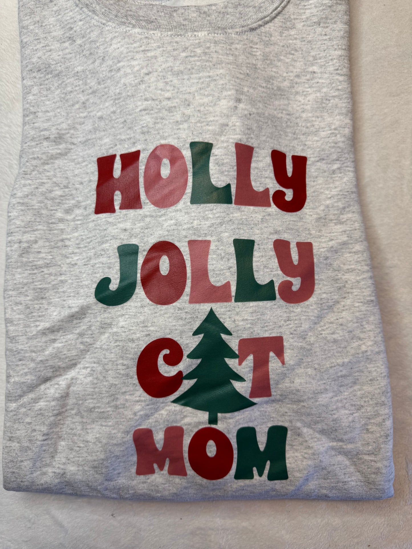 Holly Jolly Cat Mom Crewneck