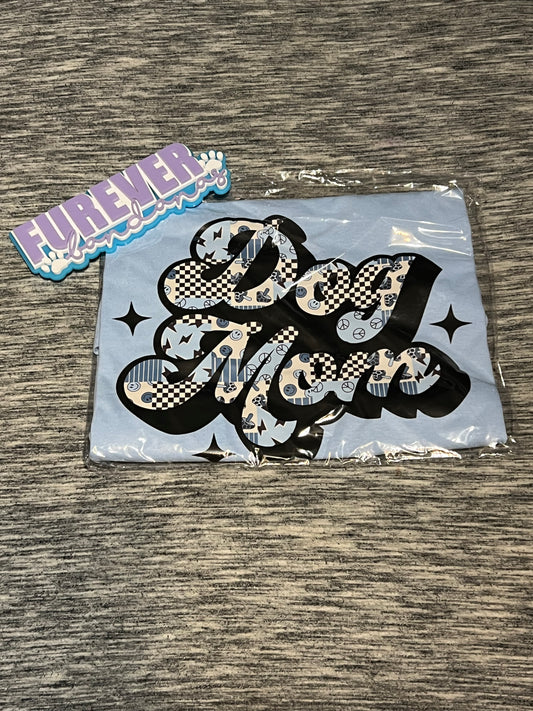 Blue Patchwork Dog Mom T Shirt