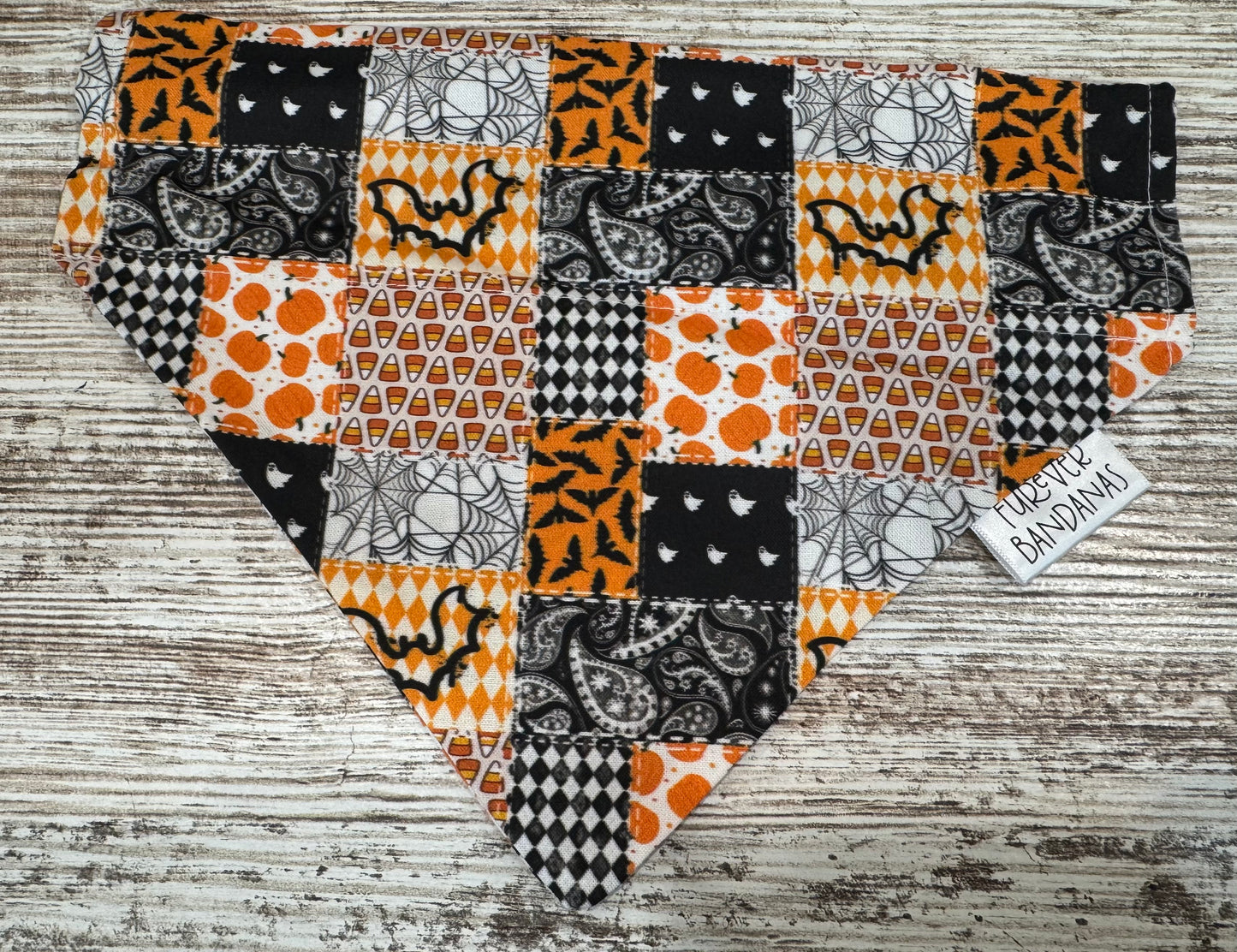 Orange & Black Patchwork Bandana