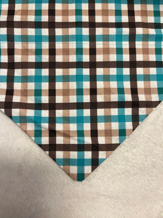 Blue and Brown Plaid Bandana