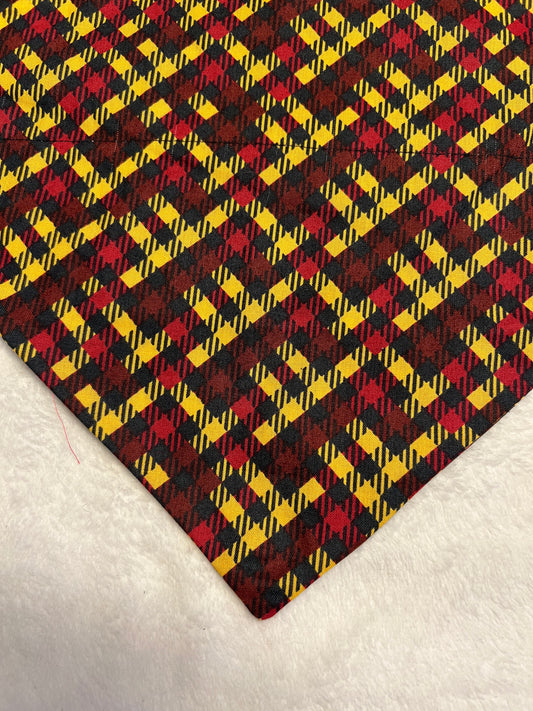 Red and yellow plaid bandana