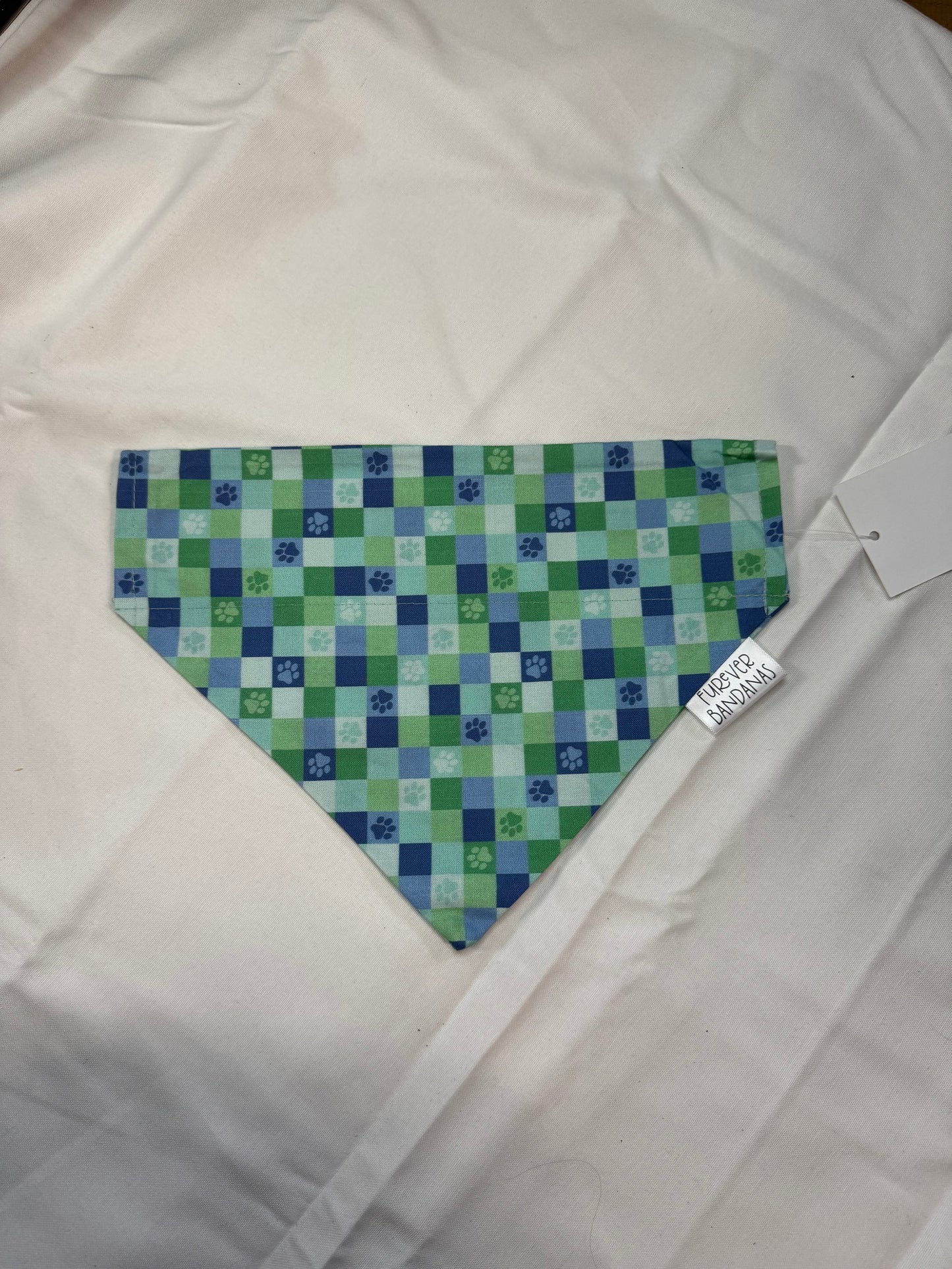 Greens Paw Print Plaid Bandana