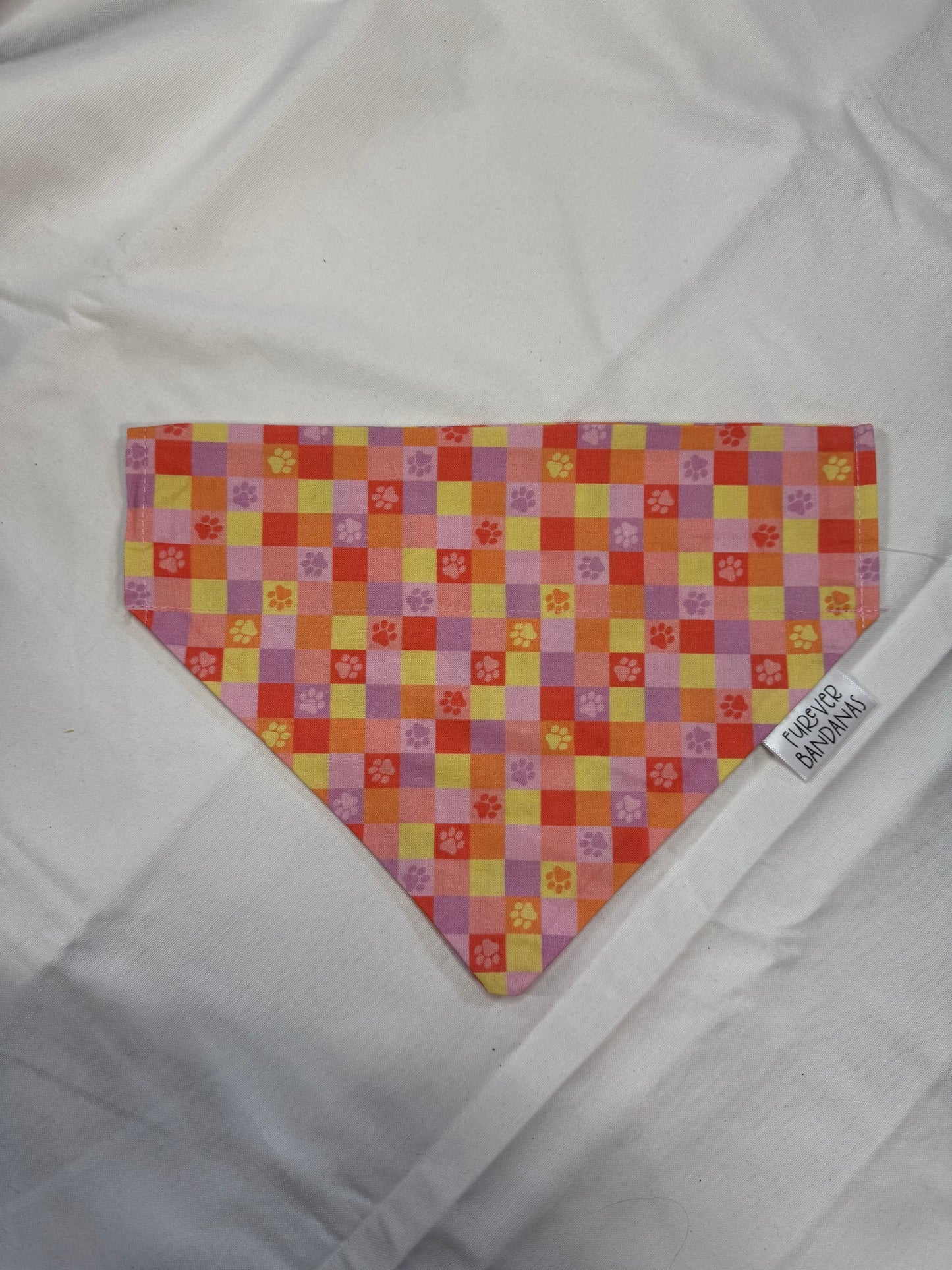 Pinks Paw Print Plaid Bandana